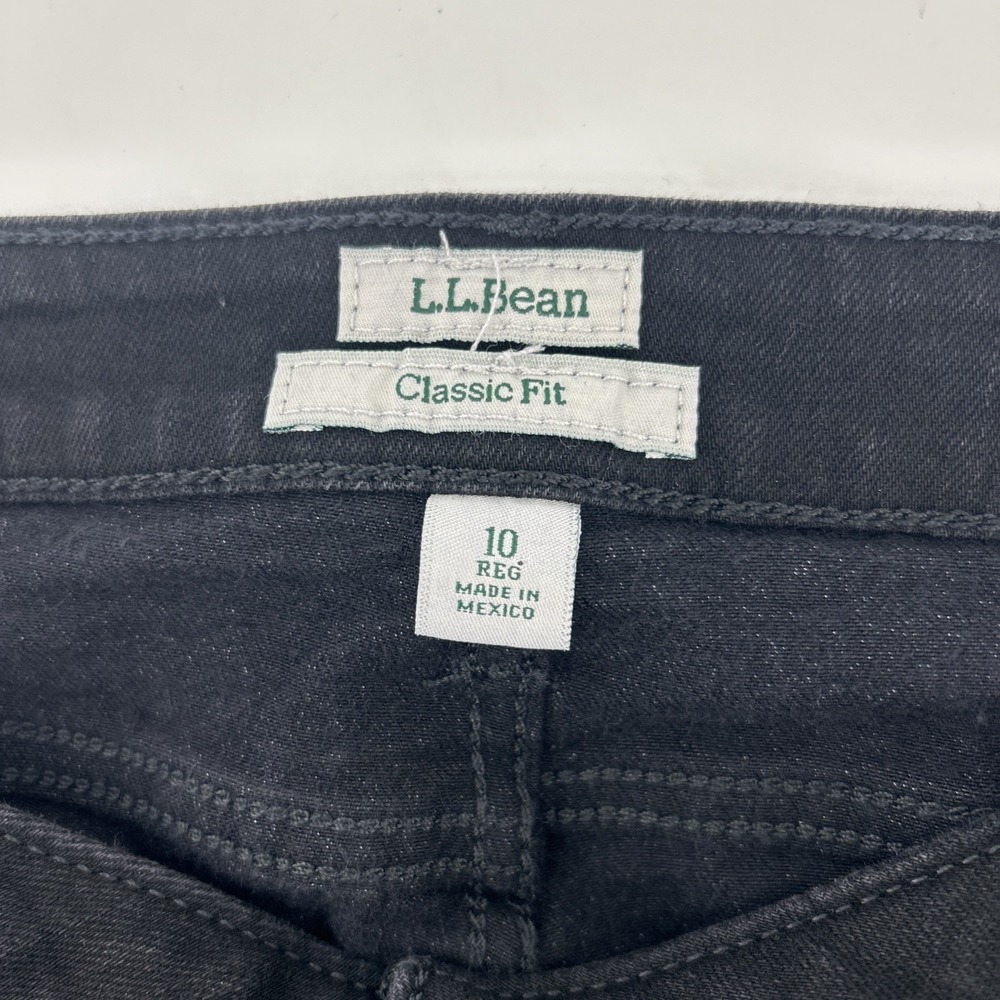 L.L.Bean Jeans Women's 10 Black Straight High Rise Classic Fit Denim Casual Mom - Picture 4 of 13